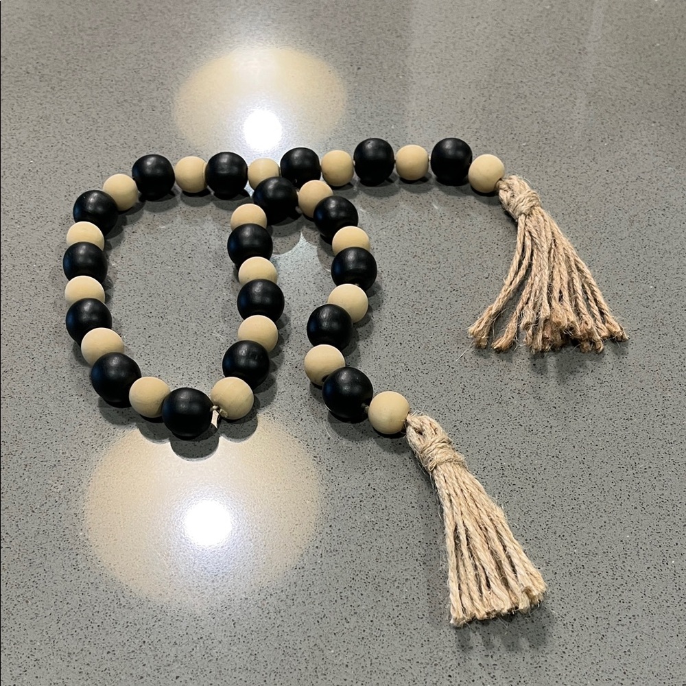 Black and Cream Beaded Tassel Garland